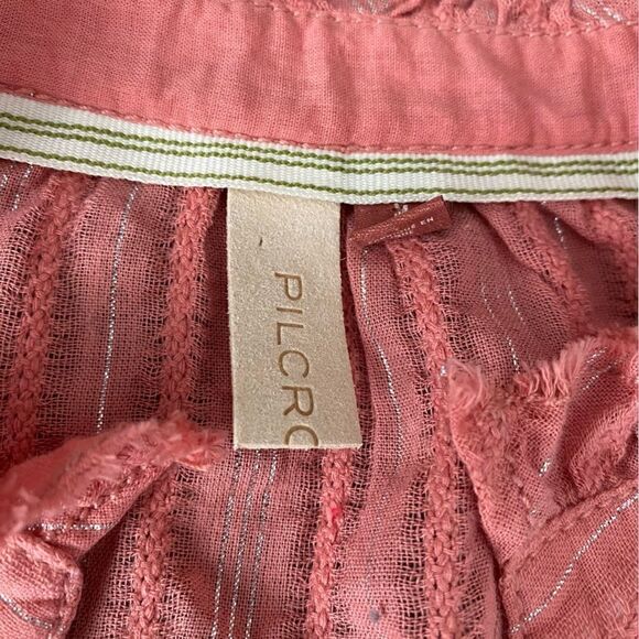 Pilcro Tavi Button Down Coral Silver Top Oversized Medium - Picture 5 of 5